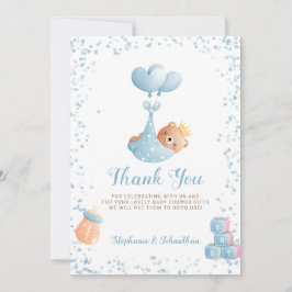 Agradecimento Boy Bear Blue Obrigado Cartão De Chá de fraldas