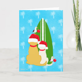 Agradecimento Cachorros surfando com cartão de natal Seagulls