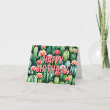 cactus suculents watercolor Cartão de aniversário 