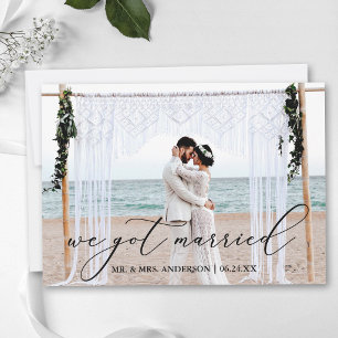 Agradecimento Caligrafia Nos Casamos Com Cartão De Casamento Fot