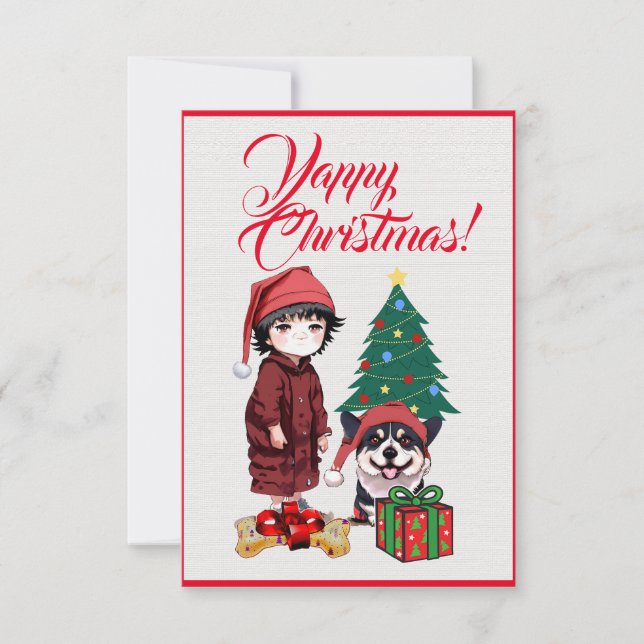 Agradecimento Cão de Corgi Cute Personalizado com Cartão Xmas Ra (Frente)