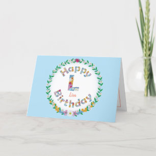 Agradecimento Carta FloralL monograma Cartão de Aniversário Pers