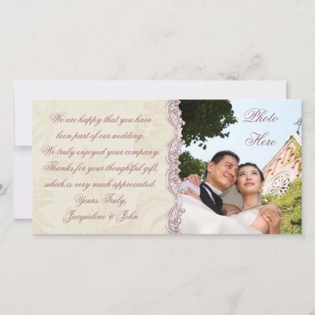 Agradecimento Cartão com fotos de casamento (Frente)