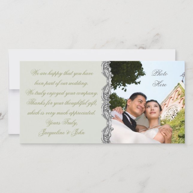 Agradecimento Cartão com fotos de casamento (Frente)