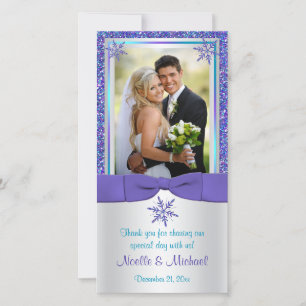 Agradecimento Cartão com fotos de Casamento de Neves Flocos de P