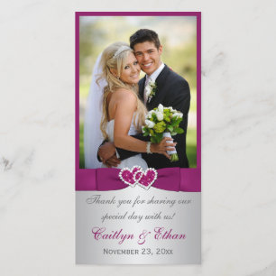 Agradecimento CARTÃO COM FOTOS de Casamento de Prata, Púrpura, d