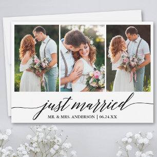 Agradecimento Cartão com fotos de Casamento de Recens casados d
