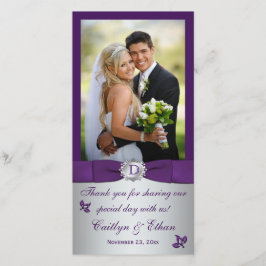 Agradecimento Cartão com fotos de Casamento Floral de Prata, Rox