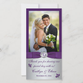 Agradecimento Cartão com fotos de Casamento Floral de Prata, Rox