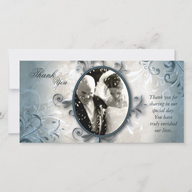 Agradecimento Cartão com fotos De Casamento Obrigado - Folhagem  (Frente)