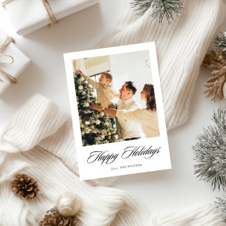 Agradecimento Cartão com fotos de Feriado Personalizável Elegant