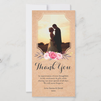 Agradecimento Cartão com fotos De Flores De Aquarela Obrigado