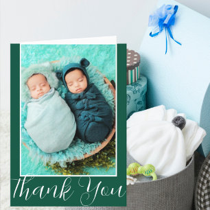 Agradecimento Cartão com fotos de Nascimento Gêmeos Doulas New