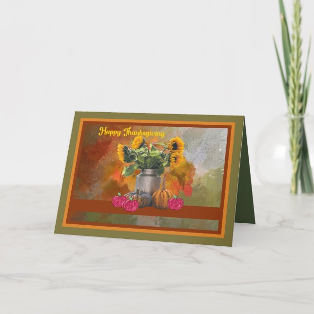 Agradecimento Cartão de Ação de Graças com Girassóis (Frente)
