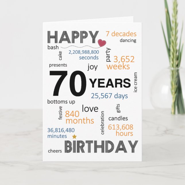 Agradecimento Cartão de Aniversário 70 (Frente)