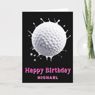 Agradecimento *~* Cartão de Aniversário AP94 Bola de Golf de Lad