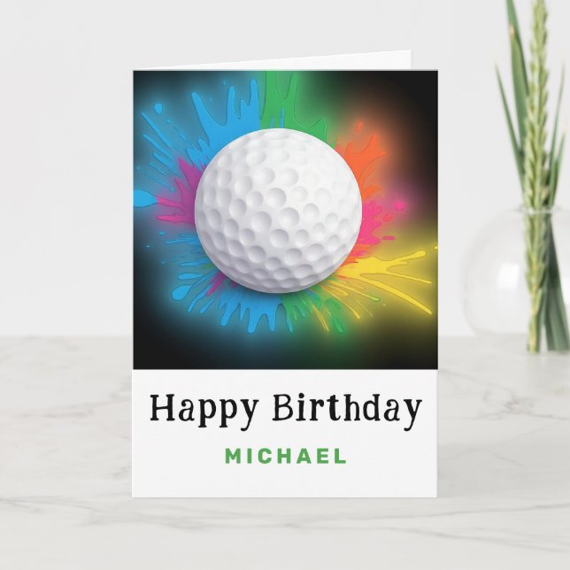 Agradecimento *~* Cartão de aniversário AP94 de Bola de Golfe do (Frente)