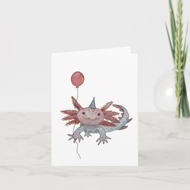 Agradecimento cartão de aniversário axolotl (Frente)