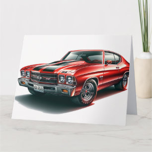 AGRADECIMENTO CARTÃO DE ANIVERSÁRIO CARRO MUSCULOSO VERMELHO