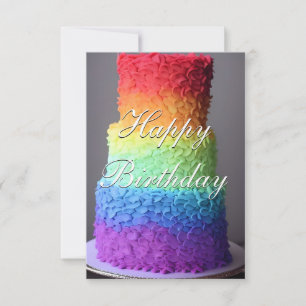 Agradecimento Cartão de Aniversário Colorido de Bolo Arco-Íris
