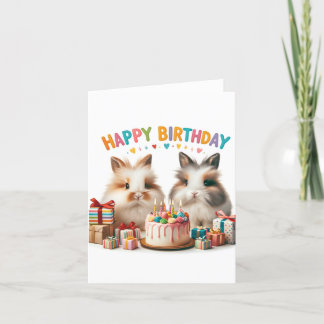 Agradecimento Cartão de aniversário com coelhinhos