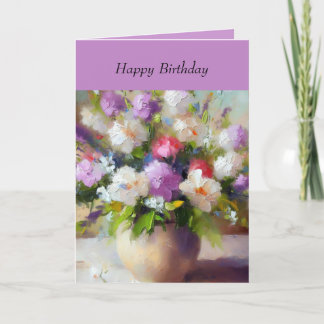 Agradecimento Cartão de aniversário com Design Floral Roxo