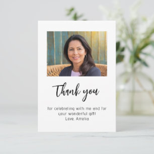 Agradecimento Cartão de Aniversário com Foto Minimalista Moderna
