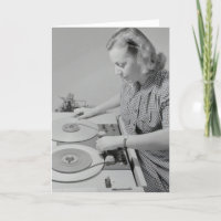 CARTÃO DE ANIVERSÁRIO DA RETRO MULHER DJ FUNNY PAR