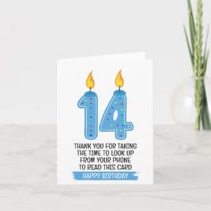Agradecimento Cartão de Aniversário de 14 anos para Meninas - Pi