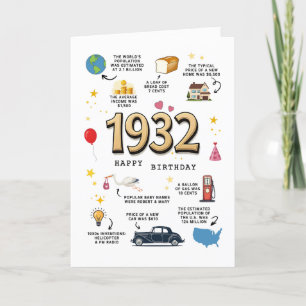 Agradecimento Cartão de aniversário de 1932 para Pai ou mãe