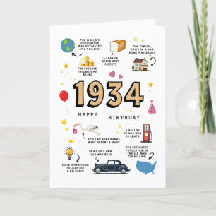 Agradecimento Cartão de aniversário de 1934 para Pai ou mãe