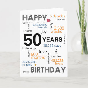 Agradecimento Cartão de aniversário de 50 anos