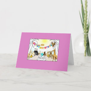 Agradecimento Cartão de Aniversário de 9 Animais de Velas