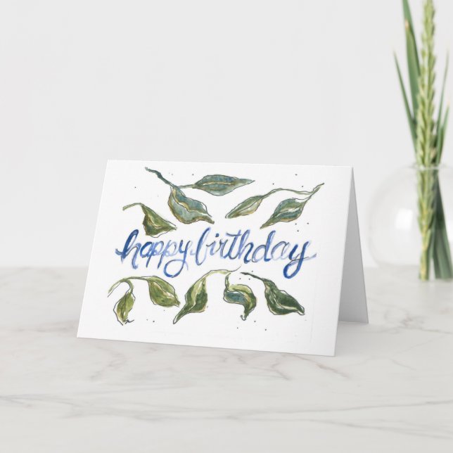 Agradecimento Cartão de Aniversário de Aquarela (Frente)