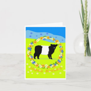 Agradecimento cartão de aniversário de bezerro Belted Galloway