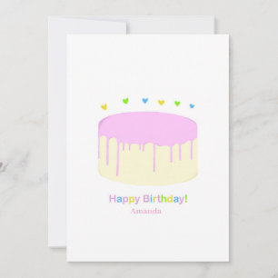 Agradecimento Cartão de aniversário de bolo rosa