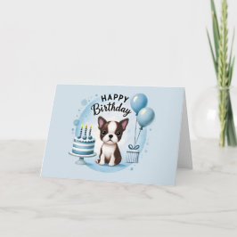 Agradecimento Cartão de Aniversário de Boston Terrier Fofo
