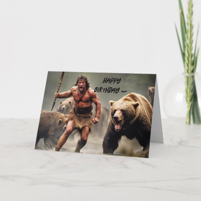 AGRADECIMENTO CARTÃO DE ANIVERSÁRIO DE CAVEMAN (Frente)