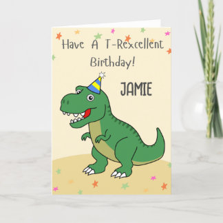 Agradecimento Cartão de Aniversário de criança T-rex do Dinossau