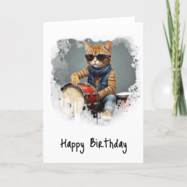 Agradecimento *~* Cartão de aniversário de DRUMMER de Gatinho Le