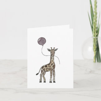 Agradecimento cartão de aniversário de girafa