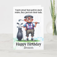 *~* Cartão de Aniversário de Golf de Homem Hilário