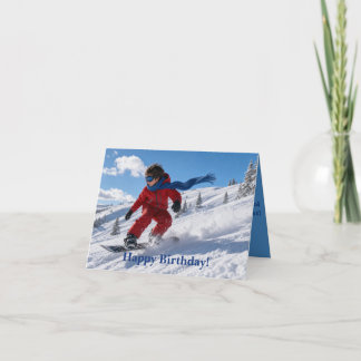 Agradecimento Cartão de Aniversário de Menino de Snowboard