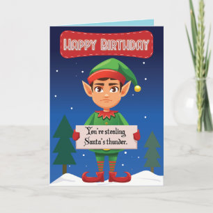 Agradecimento Cartão de Aniversário de Natal Grumpy Elf