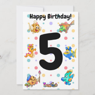 Agradecimento Cartão de aniversário de peixe de cartoon fofo Fri