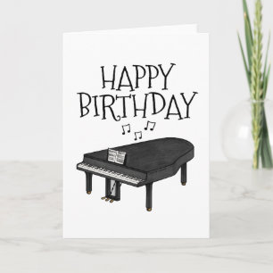 Agradecimento Cartão de Aniversário de Piano de Cauda Pianista M
