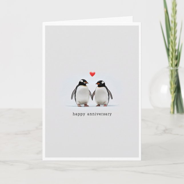 Agradecimento Cartão de Aniversário de Pinguins (Frente)