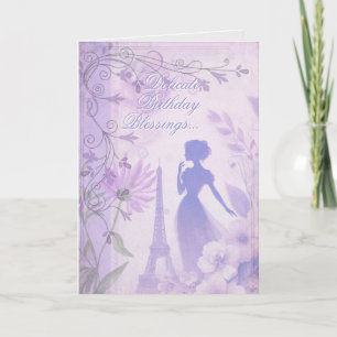 Agradecimento Cartão de Aniversário de Senhora com Aquarela Lava