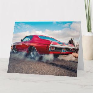AGRADECIMENTO CARTÃO DE ANIVERSÁRIO DE VINTAGENS DE CARRO VERMEL