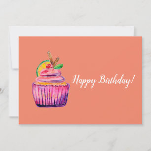 Agradecimento Cartão de Aniversário Deluxe de Cupcake Roxo